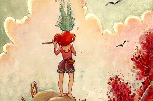 Mulher tocando flauta fora da sua zona de conforto