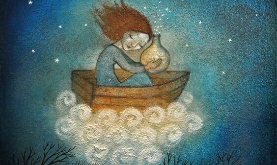 Mulher navegando em nuvem