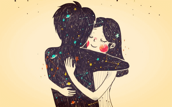 Casal apaixonado e abraçado