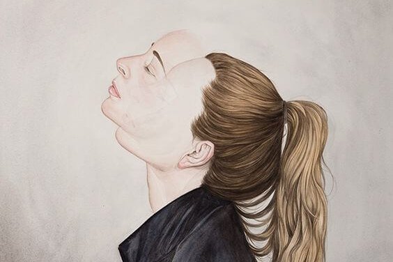 Desenho de mulher com dois rostos