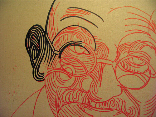 Desenho do rosto de Gandhi
