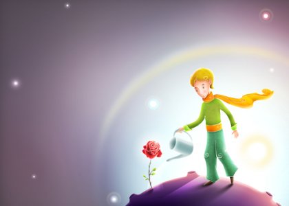 Pequeno Príncipe regando uma flor