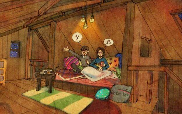 Casal conversando sobre música e dança