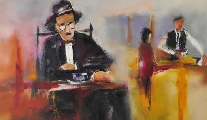 Fernando Pessoa tomando um café