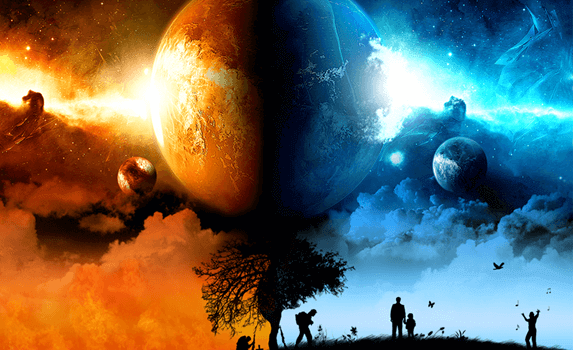 Imagem mostrando céu e inferno