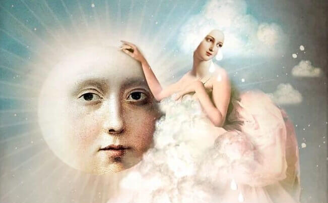 Rosto de mulher em sol