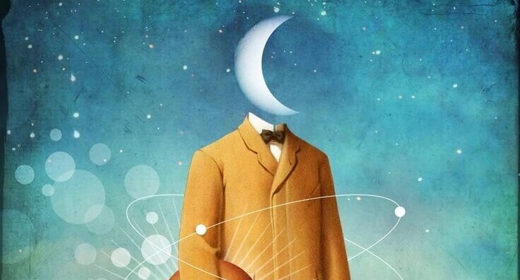 Pessoa com lua na cabeça