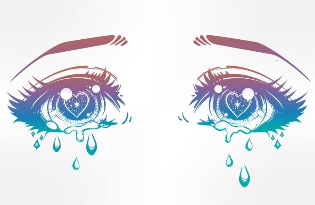 Desenho de olhos chorando