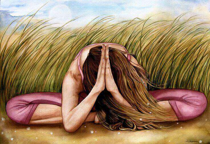 Mulher meditando na natureza