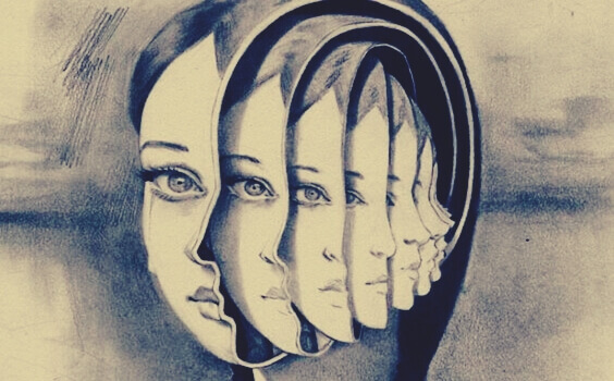 Rosto feminino cortado pela metade