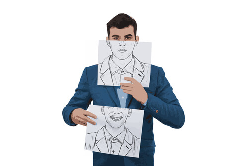 Pessoa escondendo seus defeitos