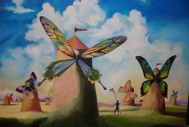 Moinhos com asas de borboleta
