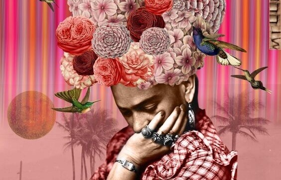 Mulher com flores na cabeça