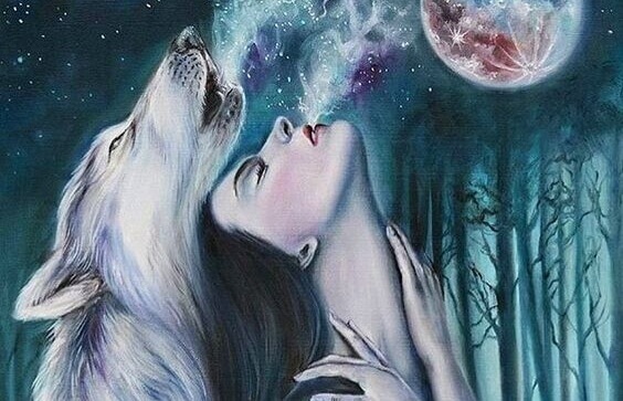 Mulher e loba unidas