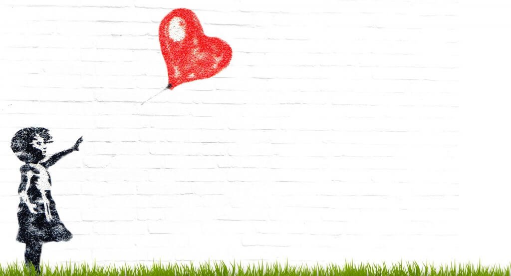 Desenho de criança com balão de coração