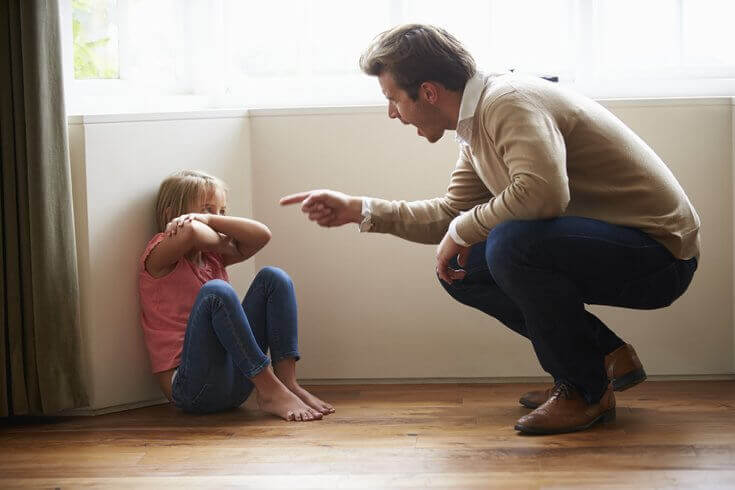 Pai brigando com a filha pequena
