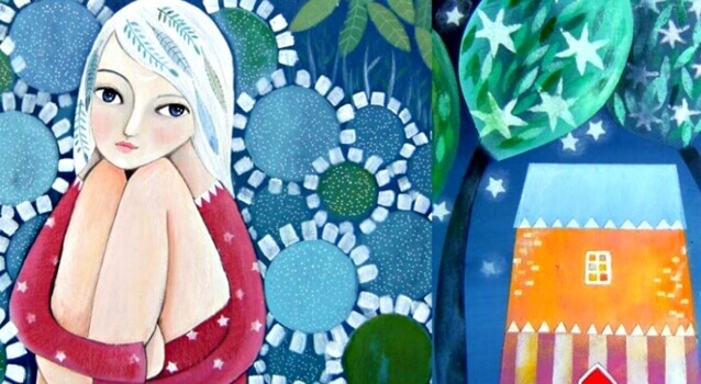 Mulher com as pernas encolhidas