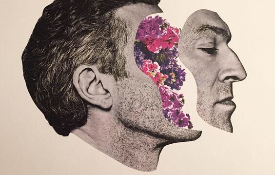 Rosto com flores dentro