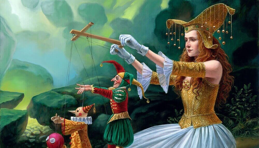 Mulher com marionetes