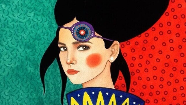 Mulher com um tampão no rosto