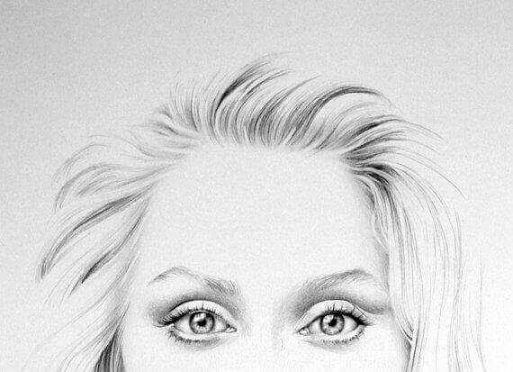 Desenho do rosto de Meryl Streep