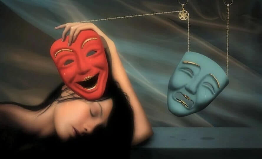 mulher-segurando-máscara-alegre-e-triste Neurose