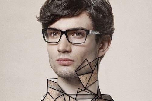 Homem com roupa geométrica