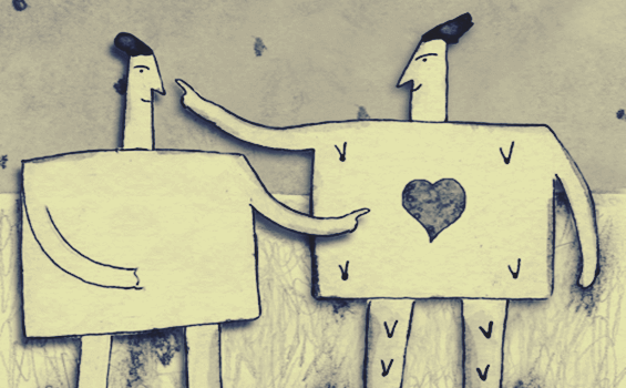 Coração em homens quadrados