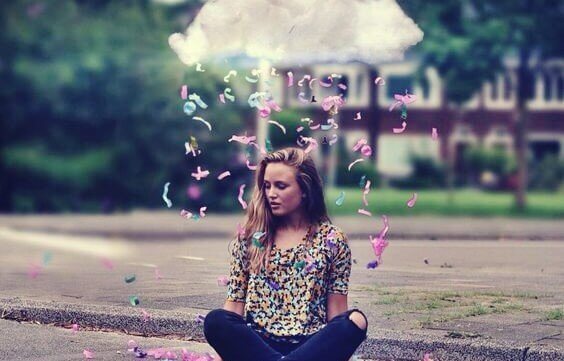 Nuvem de confeitos coloridos