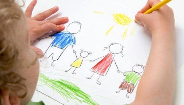 Criança desenhando sua família