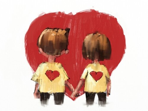 Casal apaixonado de mãos dadas