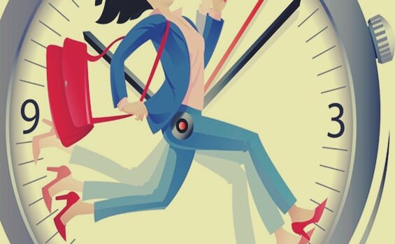 Mulher correndo contra o tempo