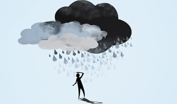 Chuva caindo e simbolizando a depressão