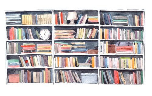 Estante de livros em casa