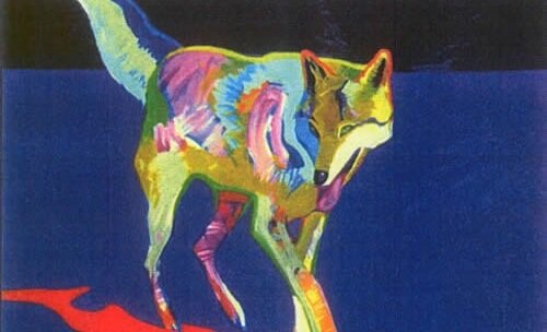 Ilustração de lobo colorido