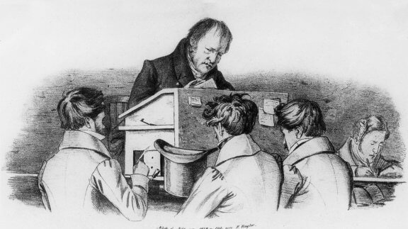 Hegel dando aula para alunos