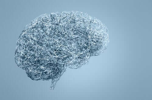 Cérebro com fundo azulado