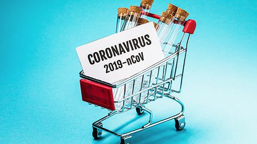 Carrinho de compras motivado pelo coronavírus