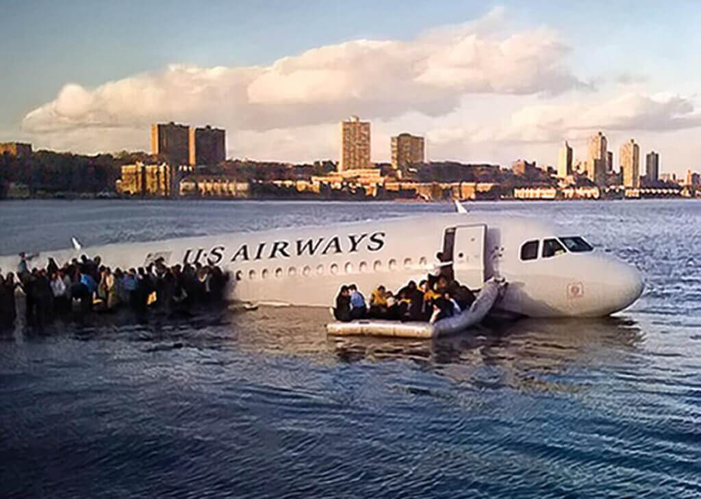 O avião do milagre no rio hudson