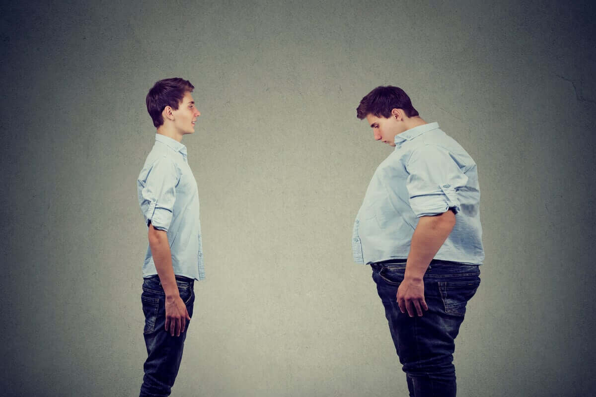 Jovem magro e jovem gordo