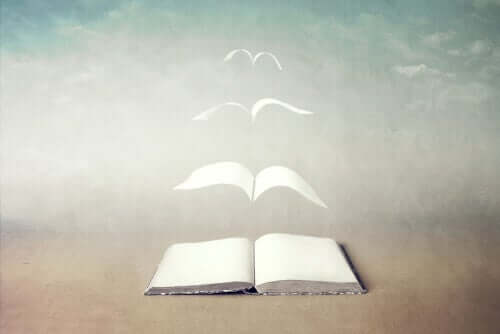 Livro com páginas voando