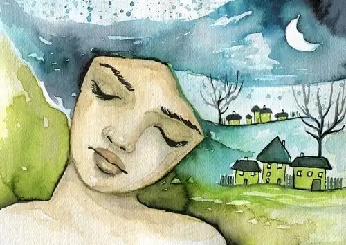 Mulher de olhos fechados